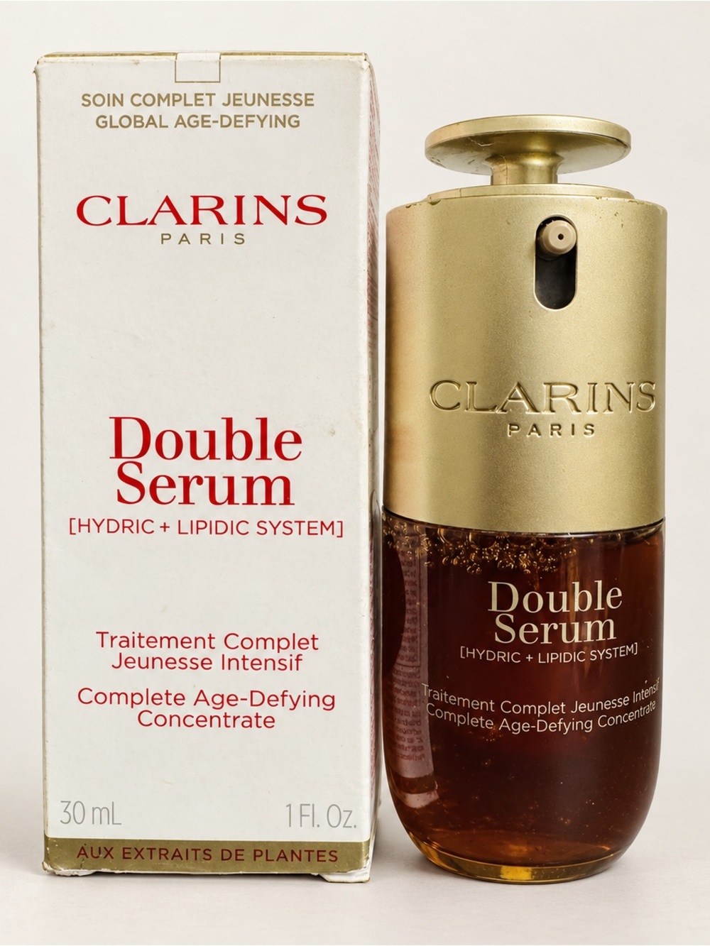 Clarins Double Serum in Gold and Brown Bottle